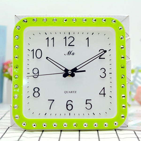 Blue Crystal Square Wall Clock