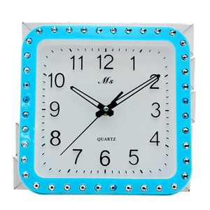 Blue Crystal Square Wall Clock