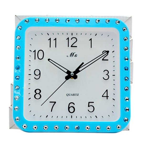 Blue Crystal Square Wall Clock