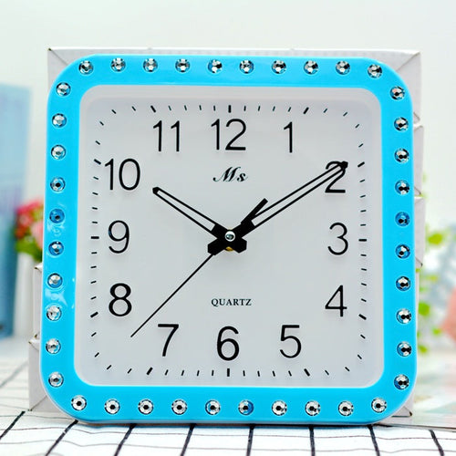 Blue Crystal Square Wall Clock