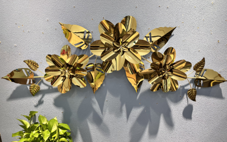 Golden Floweric Metal Wall Art (150*56cm)