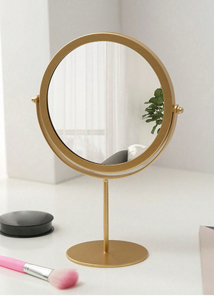 Luxury Gold Metallic Table Mirror (Round)
