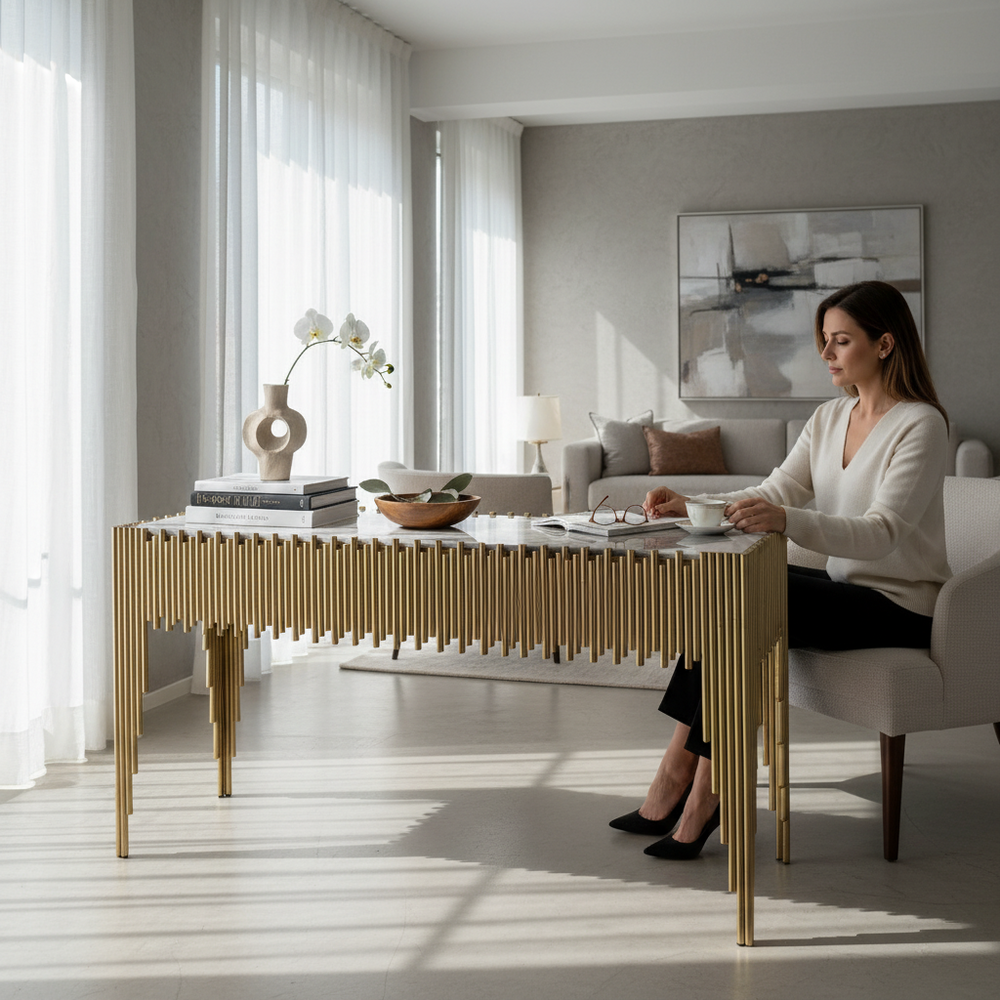 Monarch Stainless Steel Console Table with Ceramic Top
