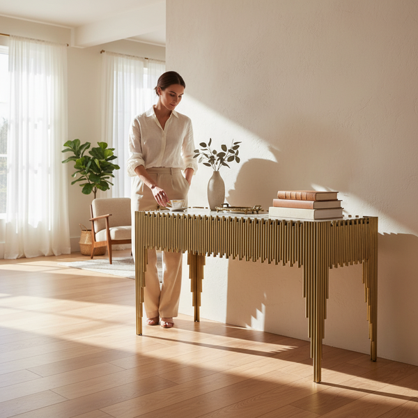 Monarch Stainless Steel Console Table with Ceramic Top