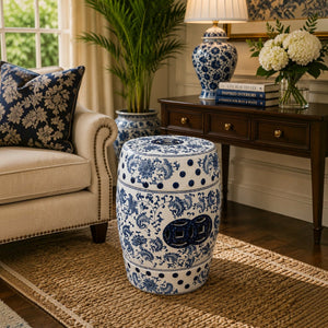 Blue Pottery Ceramic Coffee Table/ Stool