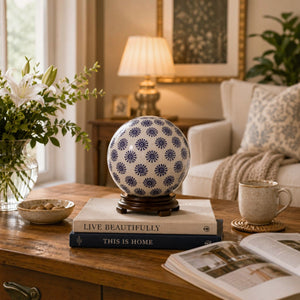 Luxury Ceramic Blue Pottery Ball Decor
