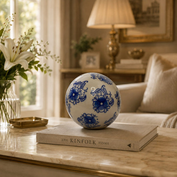 Luxury Ceramic Blue Pottery Ball Decor