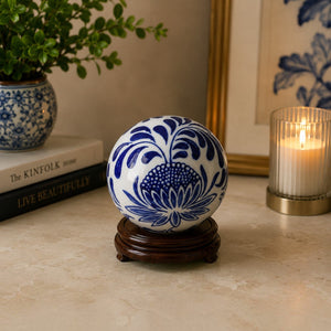 Luxury Ceramic Blue Pottery Ball Decor