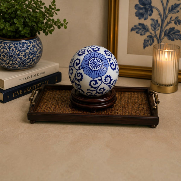 Luxury Ceramic Blue Pottery Ball Decor