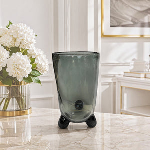 Smoked Gray Tripod Glass Vase