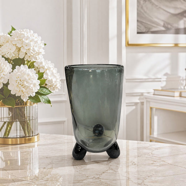Smoked Gray Tripod Glass Vase