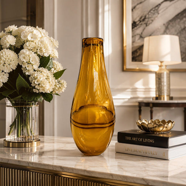 Amber Glass Decorative Vase