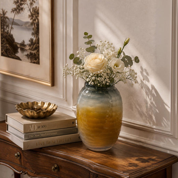 Honeycomb Textured Glass Vase