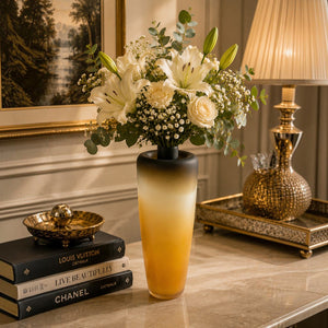 Modern Mustard Italian Glass Vase