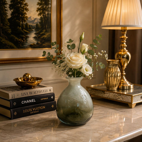 Elegant Green Ombre Accent Glass Vase