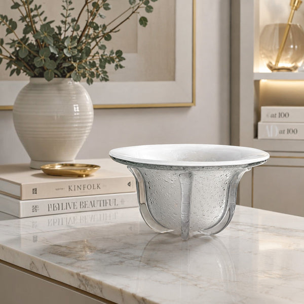 Clear Bubble Textured Glass Bowl