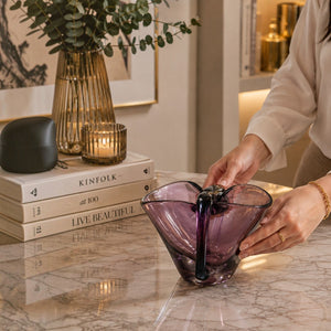 Smoky Purple Petal Glass Bowl