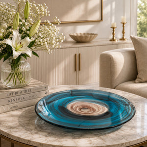 Turquoise Swirl Art Glass Bowl