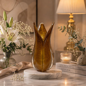 Amber Sculptural Glass Vase