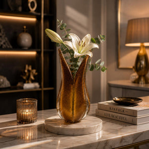 Amber Sculptural Glass Vase