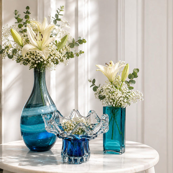 Blue Teal Decorative Glass Collection