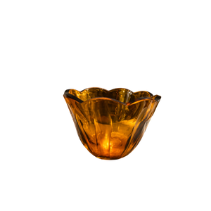 Amber Wavy Edge Glass Bowl