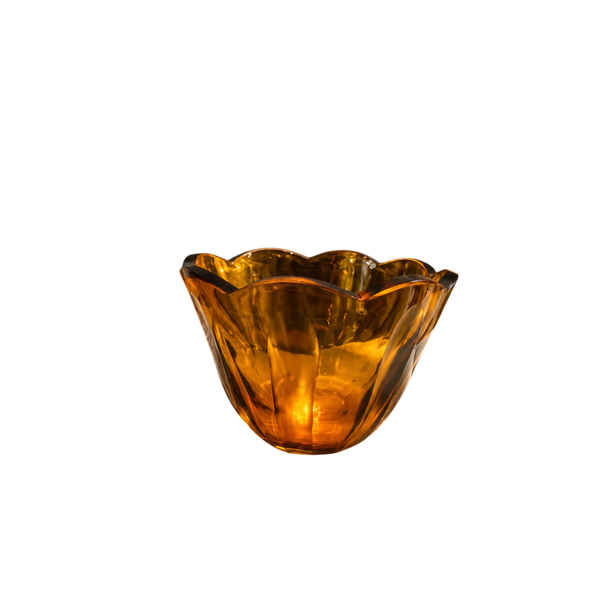 Amber Wavy Edge Glass Bowl