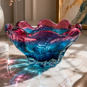 Blue Pink Wavy Glass Bowl