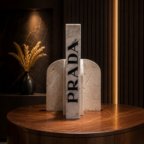 Luxury Travertine Bookends – Modern Architectural Stone Bookend Set