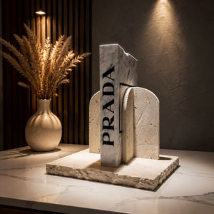 Luxury Travertine Bookends – Modern Architectural Stone Bookend Set