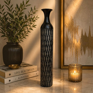 Modern Black Textured Decorative Floor Vases
