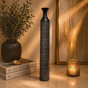Modern Black Textured Decorative Floor Vases