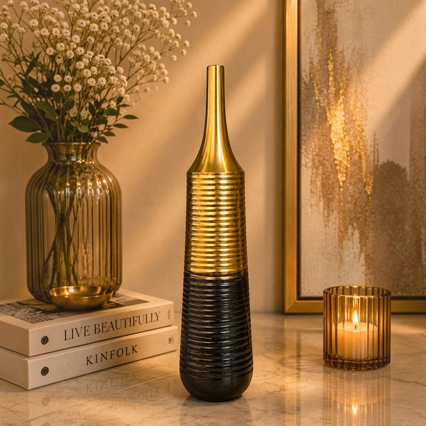 Modern Ribbed Decorative Floor Vases