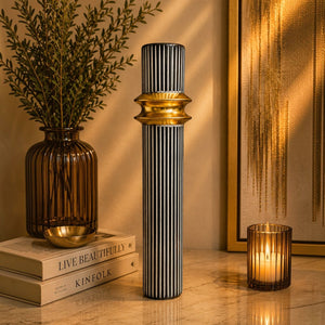 Modern Black-Gold Decorative Floor Vases (Pair)
