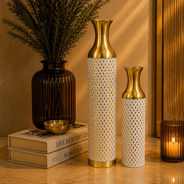 Luxury Diamond Pattern Decorative Floor Vases