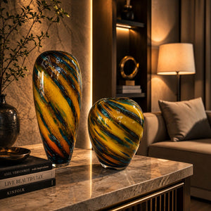 Amber Swirl Artistic Glass Vases