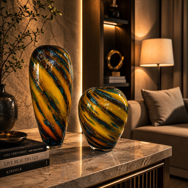Amber Swirl Artistic Glass Vases