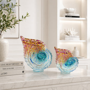 Colorful Art Glass Nautilus Shell Sculpture
