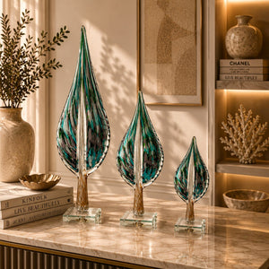 Luxury Art Glass Leaf Sculpture for Modern Home Décor