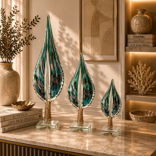 Luxury Art Glass Leaf Sculpture for Modern Home Décor