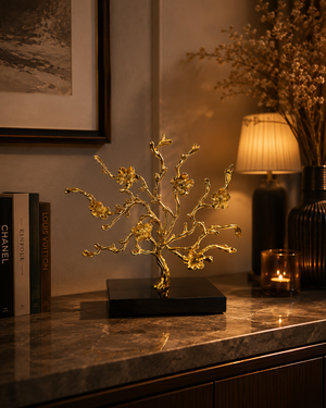Metallic Tree Decor with Crystal Base