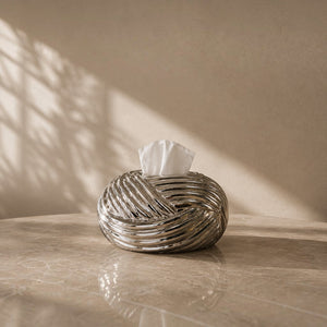 Luxe Ribbed Ceramic Tissue Box Holder