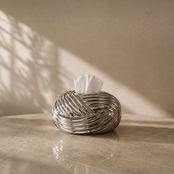 Luxe Ribbed Ceramic Tissue Box Holder