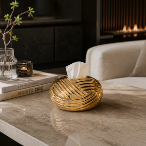 Luxe Ribbed Ceramic Tissue Box Holder