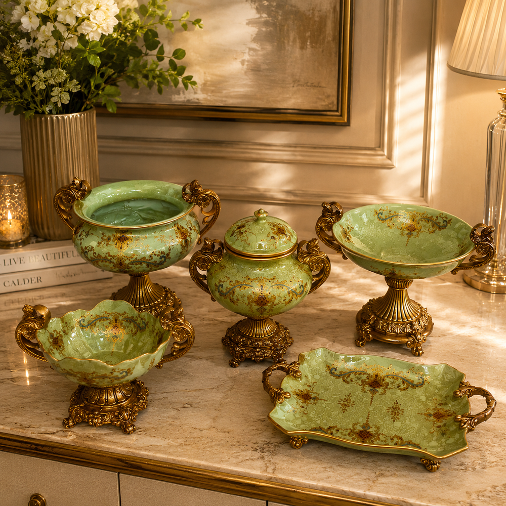 Luxury Sage Green Decorative Fiber Vases Collection