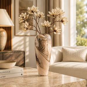 Marble Effect Decorative Glass Vase