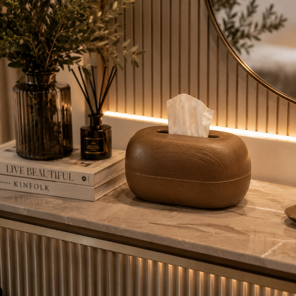 Realistic Wood Finish Tissue Box