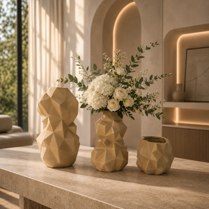Modern Geometric Ceramic Table Vases Set