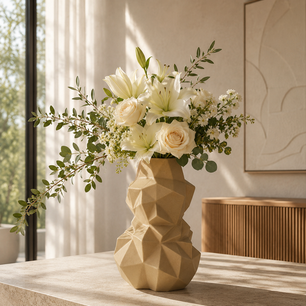 Modern Geometric Ceramic Table Vases Set