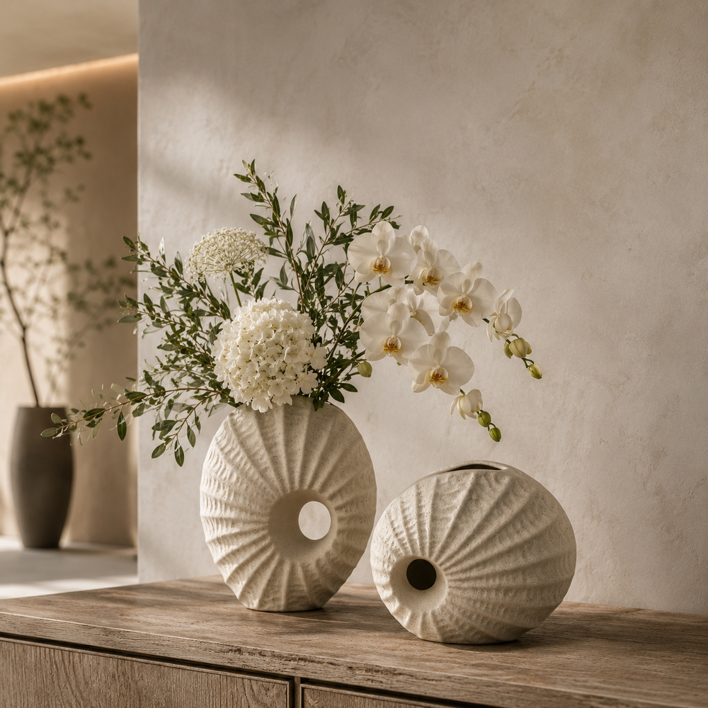 Modern Textured Donut Ceramic Vases